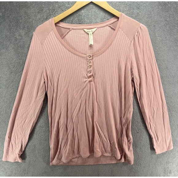 EUC Matilda Jane Ryanne Women's Henley Tee Size S Flowy Silky soft Buttons - Picture 1 of 5